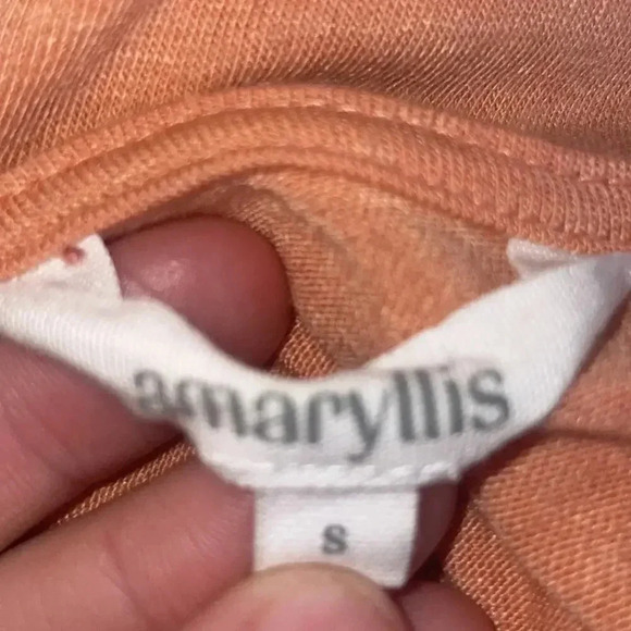 Amaryllis Women’s Size Small Flower Print Baby Doll Top Short Sleeve Orange - Picture 3 of 6